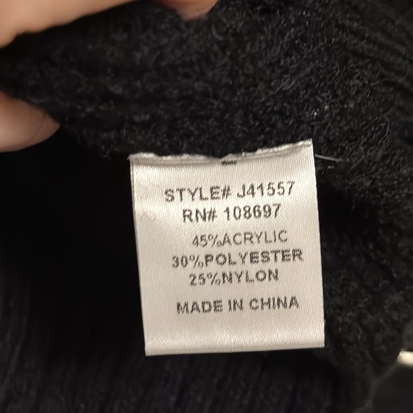 NWT Sweet Rain Cropped Crystal Bow Cardigan Sweater Black Size L - Picture 6 of 6